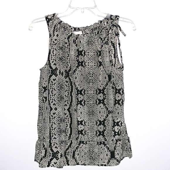 LOFT Tops - LOFT Sleeveless Black & Ivory Blouse